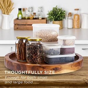 RABAHA 16" Acacia Lazy Susan Organizer for Table - Wooden Lazy Susan Turntable for Cabinet - Kitchen Turntable Storage Food Bins Container for Pantry, Countertop (Acacia Wood)