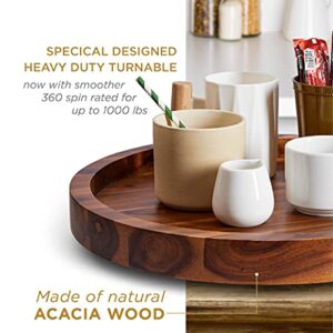 RABAHA 16" Acacia Lazy Susan Organizer for Table - Wooden Lazy Susan Turntable for Cabinet - Kitchen Turntable Storage Food Bins Container for Pantry, Countertop (Acacia Wood)