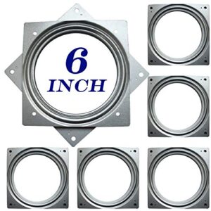 6inch lazy susan hardware, 6pack square rotating bearing plate, 500lbs capacity lazy susan turntable bearing for for serving trays, kitchen storage racks, craft table, zinc plated steel swivel plate