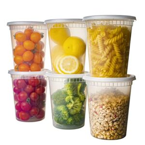 orgtiv [48 sets] 32oz plastic deli containers with lids,disposable quart containers with lids,freezer storage containers for food soup yogurt ice cream juice,bpa free airtight clear takeout boxes