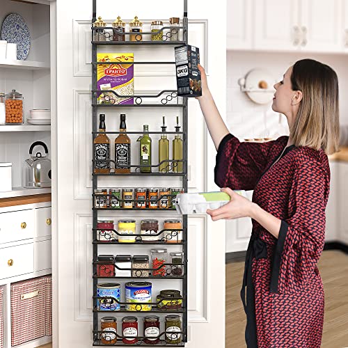 Moforoco Over The Door Pantry Organizer with 8-Tier Adjustable Baskets, Metal Door Shelf with Detachable Frame Pantry Organization and Storage, Home & Kitchen Spice Rack Pantry Bathroom Organization