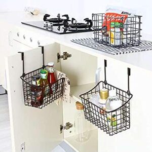 Nicunom 2 Pack Grid Storage Baskets with Hooks, Over Cabinet Door Organizer, Wire Basket Hanging Storage Organizer Steel Wire Sink Organization for Kitchen & Bathroom, Holds Shampoo, Body Wash, Bronze