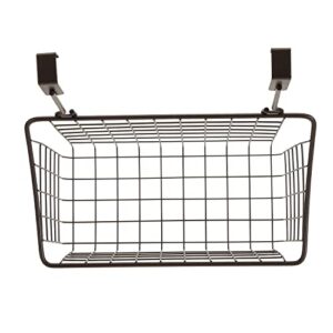 Nicunom 2 Pack Grid Storage Baskets with Hooks, Over Cabinet Door Organizer, Wire Basket Hanging Storage Organizer Steel Wire Sink Organization for Kitchen & Bathroom, Holds Shampoo, Body Wash, Bronze