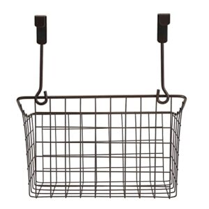 Nicunom 2 Pack Grid Storage Baskets with Hooks, Over Cabinet Door Organizer, Wire Basket Hanging Storage Organizer Steel Wire Sink Organization for Kitchen & Bathroom, Holds Shampoo, Body Wash, Bronze