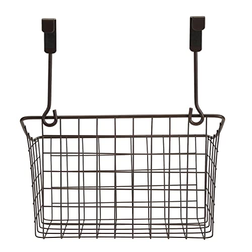 Nicunom 2 Pack Grid Storage Baskets with Hooks, Over Cabinet Door Organizer, Wire Basket Hanging Storage Organizer Steel Wire Sink Organization for Kitchen & Bathroom, Holds Shampoo, Body Wash, Bronze