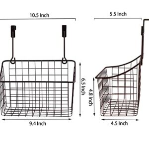 Nicunom 2 Pack Grid Storage Baskets with Hooks, Over Cabinet Door Organizer, Wire Basket Hanging Storage Organizer Steel Wire Sink Organization for Kitchen & Bathroom, Holds Shampoo, Body Wash, Bronze