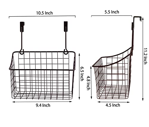 Nicunom 2 Pack Grid Storage Baskets with Hooks, Over Cabinet Door Organizer, Wire Basket Hanging Storage Organizer Steel Wire Sink Organization for Kitchen & Bathroom, Holds Shampoo, Body Wash, Bronze