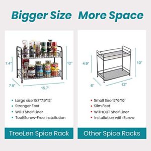 Spice Rack Organizer for Countertop 2 Tier Counter Shelf Standing Holder Storage for Kitchen Cabinet-Bronze