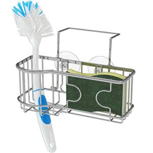 simplehouseware kitchen sink caddy organizer for brush sponge holder, chrome
