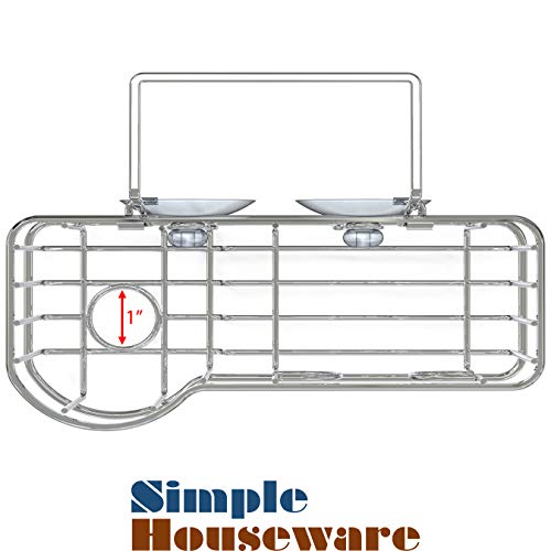 SimpleHouseware Kitchen Sink Caddy Organizer for Brush Sponge Holder, Chrome