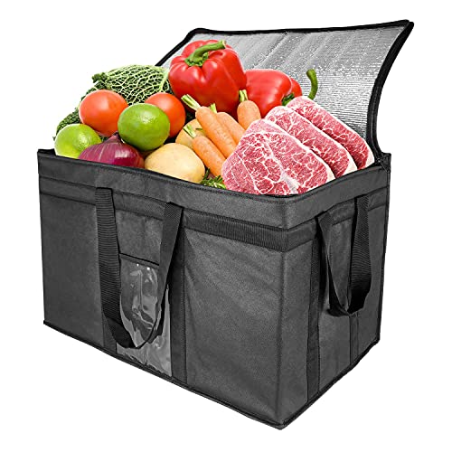XXL-Larger Insulated Cooler Bags with Zipper Closure,Reusable Grocery Shopping Bags Keep Food Hot or Cold,Collapsible lunch bag,Grocery Transport,23"W x 15"H x 14"D