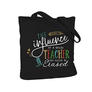 elegantpark funny teacher gifts for women teacher appreciation gifts from students birthday graduation valentines day christmas gifts for teacher tote bag black cotton canvas with interior pocket