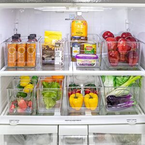 Sorbus Square Refrigerator Organizer Bins - Clear Plastic Pantry, Cabinet & Fridge Organizer for Kitchen Organization and Storage - Versatile Lightweight Bath, Makeup, Food & Snack Organizer (4 Pack)