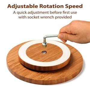 Bamboo Lazy Susan Turntable 10.5”, with Metal Bearing System & Anti-Slip Silicone Pad, Wood Rotating Spice Rack Cabinet Under Sink Organizer for Pantry Kitchen Bathroom Storage