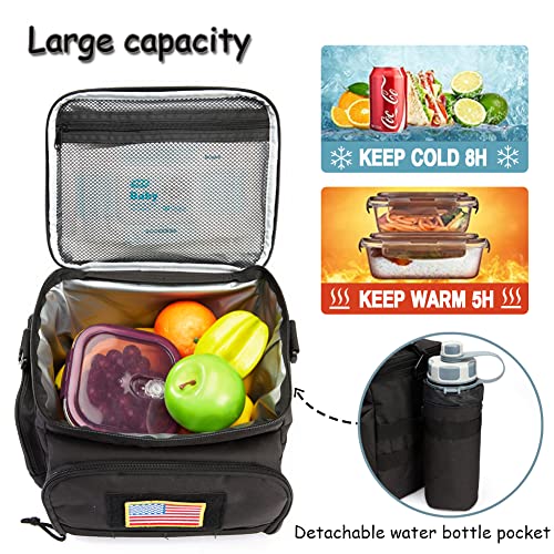 MOV COMPRA Tactical Leakproof Lunch Bag for Men, Insulated Lunch Box for Men Large Capacity with MOLLE Water Bottle Pouch and Adjustable Shoulder Starp, Green Lunchbox for Adults for Work, Picnic