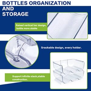 2 Packs Water Bottle Organizer Holders, Kitchen Pantry Refrigerator Organization and Storage Bins, Plastic Stackable Water Bottle Holders, Each Rack Holds 3 Containers (Clear)