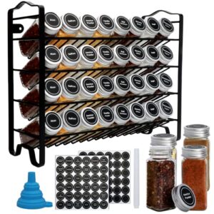accguan spice jars with spice rack,spice organizer with spice stickers and stylus and funnel, perfect for kitchen countertop storage,cabinet storage, dining room, and gifts(36pcs)
