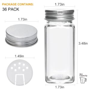 Accguan Spice Jars with Spice Rack,Spice Organizer with Spice Stickers and Stylus and Funnel, Perfect for Kitchen Countertop Storage,Cabinet Storage, Dining Room, and Gifts(36pcs)