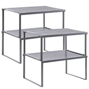 mooace set of 4 expandable stackable kitchen counter shelves organizer, metal