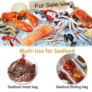 TEMUCY Plastic Mesh Produce Bags, 24 Inch Seafood Boil Bags for Crawfish Crab Shellfish Cooking (Red-100PCS)