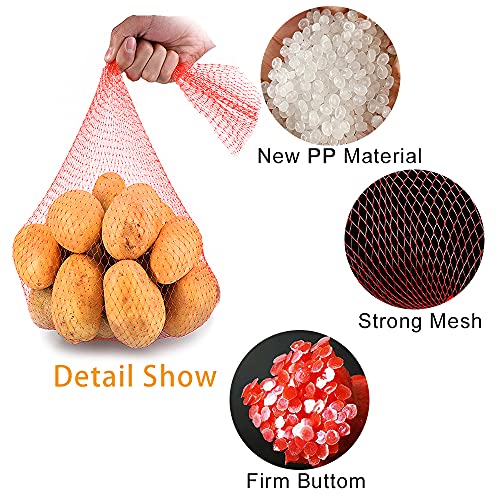 TEMUCY Plastic Mesh Produce Bags, 24 Inch Seafood Boil Bags for Crawfish Crab Shellfish Cooking (Red-100PCS)