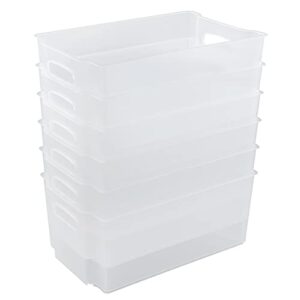 Tyminin Plastic Stackable Fridge Storage Basket Freezer Bin Organiser, Matte Transparent, 4 Packs