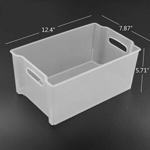 Tyminin Plastic Stackable Fridge Storage Basket Freezer Bin Organiser, Matte Transparent, 4 Packs