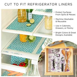 DII Fridge Liner Collection Non-Adhesive, Cut to Fit, 12x24, Aqua Lattice, 6 Piece