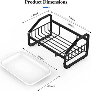 BSKSSK Sink Caddy, Sponge Holder for Kitchen Sink, Kitchen Bathroom Sink Organizer, 304 Stainless Steel Kitchen Countertop Organizer Soap Tray with Removable Drain Tray-Black