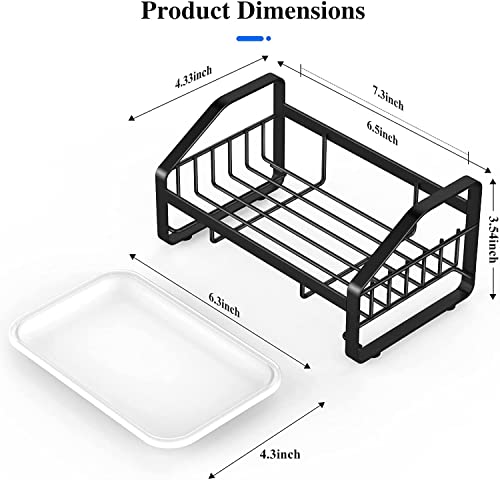 BSKSSK Sink Caddy, Sponge Holder for Kitchen Sink, Kitchen Bathroom Sink Organizer, 304 Stainless Steel Kitchen Countertop Organizer Soap Tray with Removable Drain Tray-Black