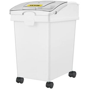 VEVOR Ingredient Bin, 6.6 Gallons Capacity Ingredient Storage Bin, 3 Pcs/Set, PP Material Flour Bins On Wheels, White Shelf Ingredient Bin with Scoop and Sliding Lid, Commercial Storage Bins