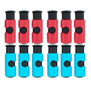 12 pcs bread bag clips value set grade food bag squeeze clips food fruit bread bag cinch non-slip grip sealer rubber pads or lid on bottom, easy to squeeze lock release, 6 blue & 6 red clips