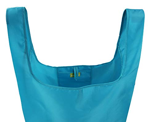 BeeGreen Reusable Grocery Bags 5 Pack, Grocery Tote Folded into Attached Pouch, Ripstop Polyester Shopping Bags, Washable, Durable and Lightweight (Black,Royal,Navy,Teal,Moss)