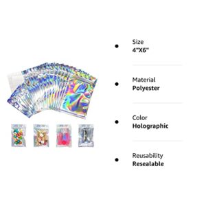 120 Pieces Resealable Holographic Bags 2 Sizes with 20 Labels, Tufusiur Cute Eyelash Packaging Bags for Lip Gloss Lash, Foil Small Ziplock Bags for Small Business, Halloween Christmas Favor (4"X6")