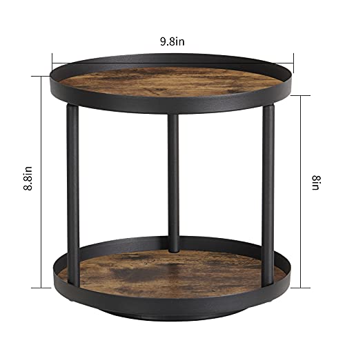 Giikin 2 Tier Lazy Susan Organizer, 2 Tier Spice Turntable Organizer, Circle Rotating Lazy Susan Turntable for Kitchen Countertop and Cabinet, 9.8 Inches (Rustic Brown)