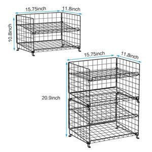 Stackable Can Rack Organizer, 4-Tier Can Storage Rack for Kitchen Cabinet Pantry, Multifunctional Can Dispenser for Storing Canned Snacks Drinks and More,Black