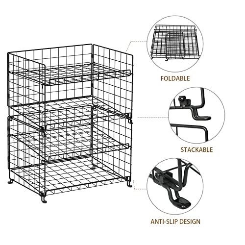 Stackable Can Rack Organizer, 4-Tier Can Storage Rack for Kitchen Cabinet Pantry, Multifunctional Can Dispenser for Storing Canned Snacks Drinks and More,Black