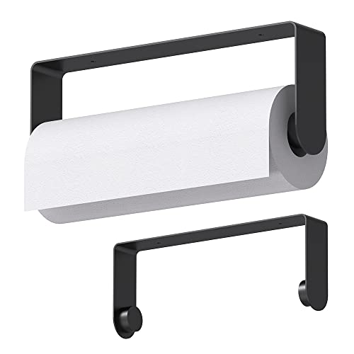 Mbillion Paper Towels Holder Under Cabinet Wall Mount and Self-Adhesive Paper Towel Rack for Kitchen Premium Grade SUS304 Stainless Steel Black