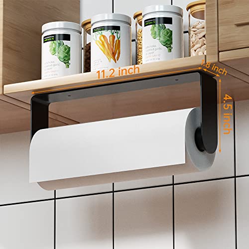 Mbillion Paper Towels Holder Under Cabinet Wall Mount and Self-Adhesive Paper Towel Rack for Kitchen Premium Grade SUS304 Stainless Steel Black