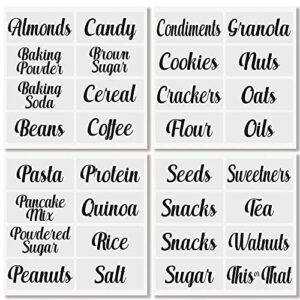 mdesign home organization labels – preprinted label stickers for kitchen pantry storage and cleaning – household organizing for jars, canisters, containers, boxes, or bins – 32 count – clear/black