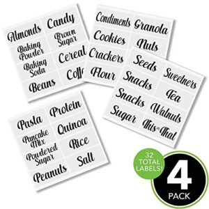 mDesign Home Organization Labels - Preprinted Label Stickers for Kitchen Pantry Storage and Cleaning - Household Organizing for Jars, Canisters, Containers, Boxes, or Bins - 32 Count - Clear/Black