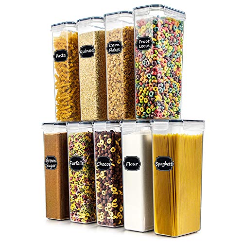 Airtight Food Storage Containers Set of 9 - Wildone BPA Free Cereal & Dry Food Storage Containers 2.8L / 11.83 cups for Sugar, Flour, Snack, Baking Supplies, with 20 Chalkboard Labels & 1 Marker