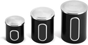 fortune candy stainless steel canister sets with anti-fingerprint lid and visible window, cereal container set of 3 (black)
