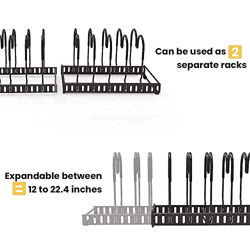 BBLHOME Pots and Pans Organizer 10 Adjustable Dividers Pot Lid Organizer Rack, Expandable Pan Holder for Kitchen Counter and Cabinet