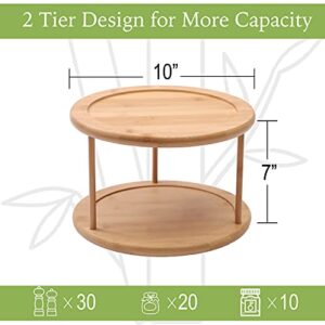 Bellsal Lazy Susan 2 Tier Turntable Cabinet Organizer Spice Rack Removable Spinning Tray Organizer for Kitchen Cabinet 10 Inch 360 Degree