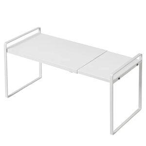 nxconsu expandable cabinet shelf organizer storage rack shelf riser for kitchen pantry cupboard bathroom under sink counter countertop desk space saver freestanding stackable heavy duty white large