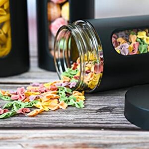 Quality Modern Black Stainless Steel Canister Set for Kitchen Counter with Glass Window & Airtight Lid - Food Storage Containers with Lids Airtight - Pantry Storage and Organization Set