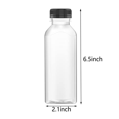 12 Oz Plastic Juice Bottles Empty Clear Containers with Tamper Proof Lids for Juice, Milk and Other Beverage, 4 Pcs