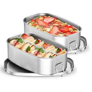 dailyart stainless steel bento box, small metal lunch containers, 304 stainless steel snack food containers metal bento box for kids & adults, dishwasher safe, 550 ml/18.6 oz (set of 2)