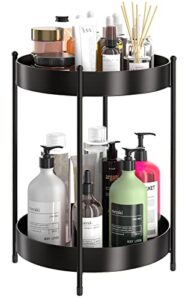 eknitey bathroom vanity countertop organizer – 2 tier makeup counter organizer small tiered trays for home and kitchen (black)